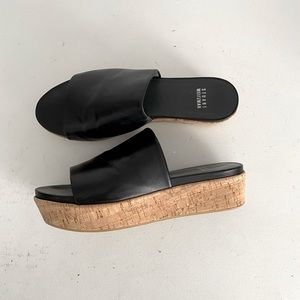 Stuart Weitzman leather & Cork Platform Sandals
